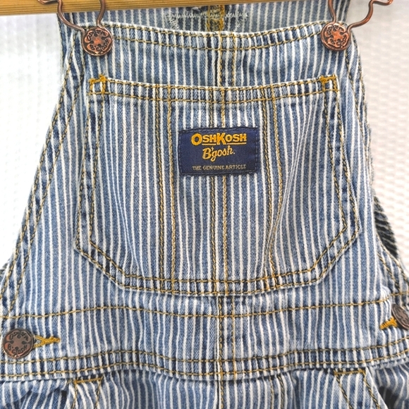 VTG Oshkosh Blue and White Hickory Stripe Shortalls - 24M - Picture 4 of 6